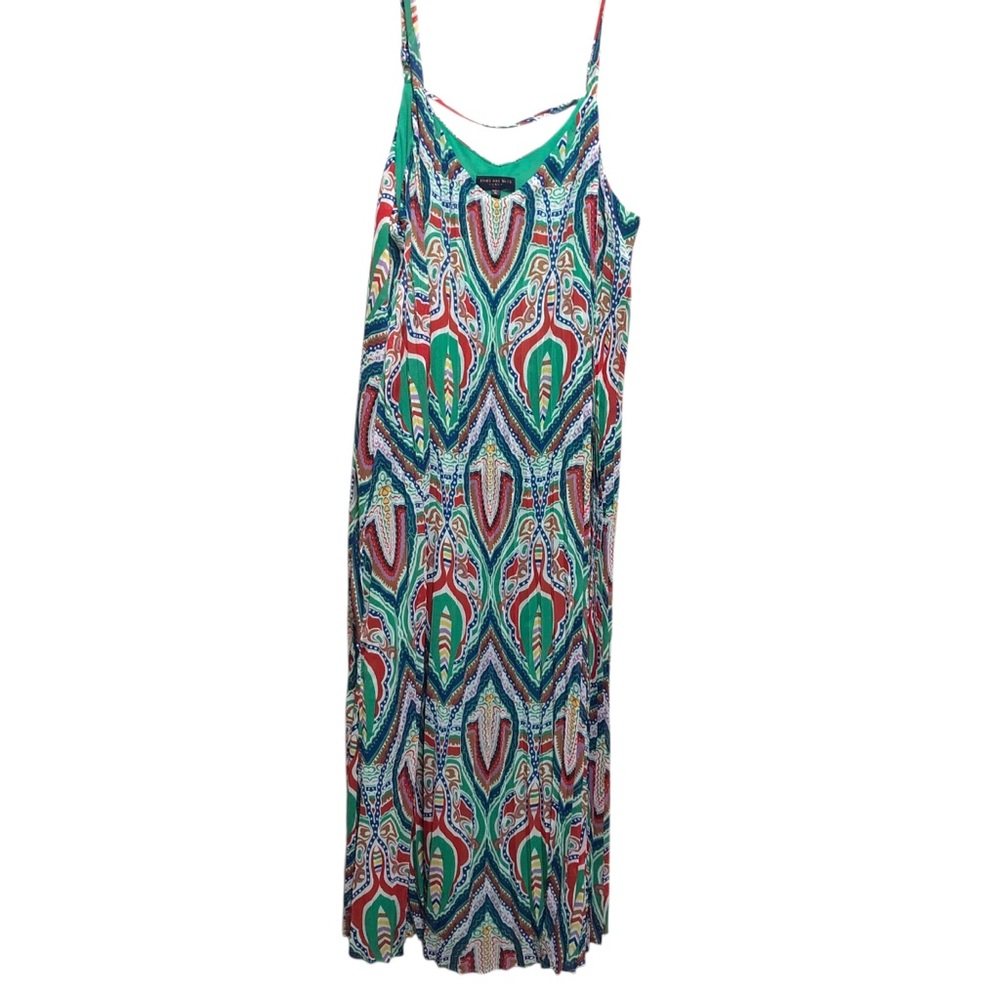 Skies Are Blue Curvy 1X Colorful Patterned Maxi Dress.Summer,Beach,Travel,Comfy